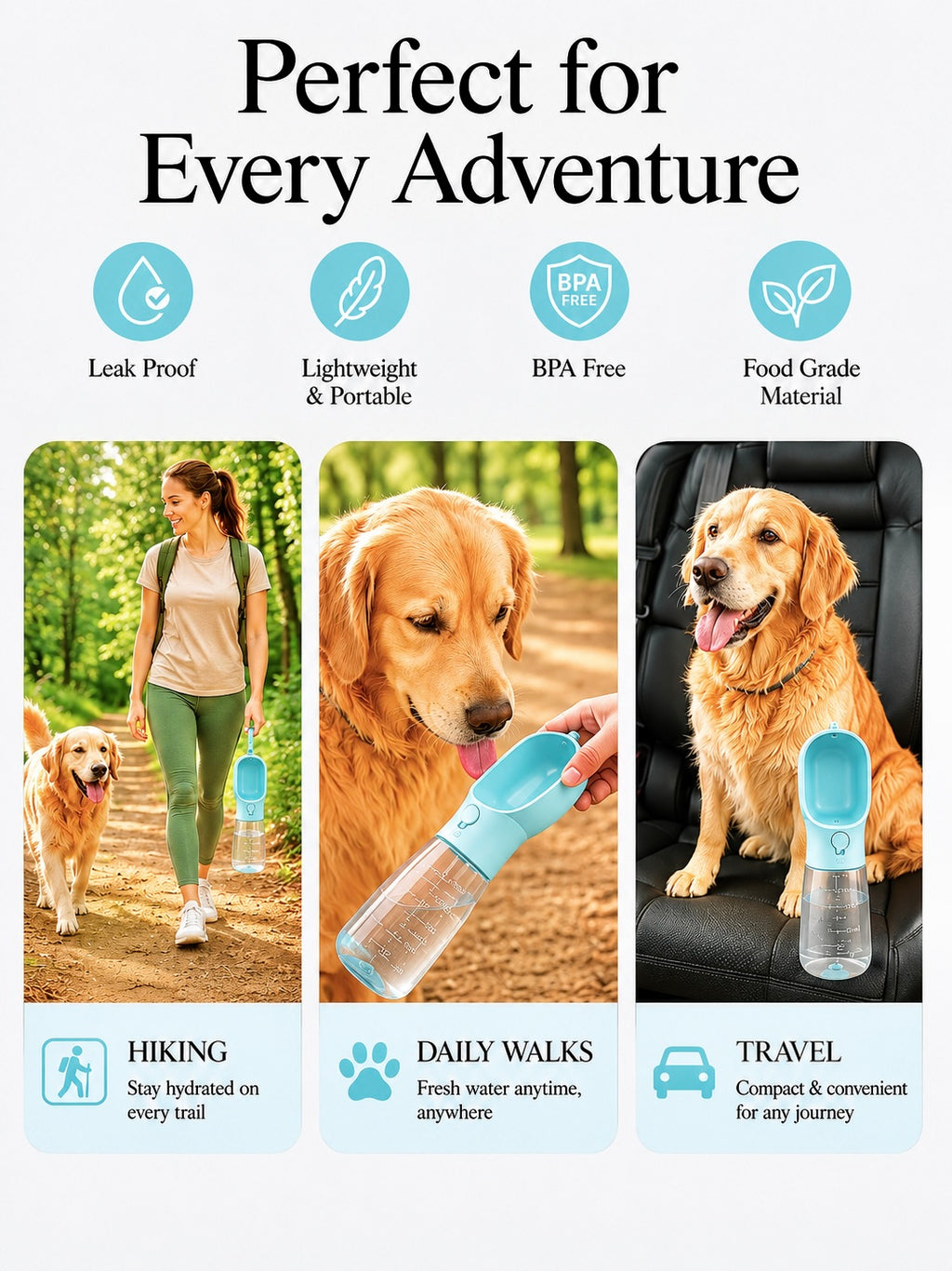 3-in-1 Portable Pet Water Bottle
