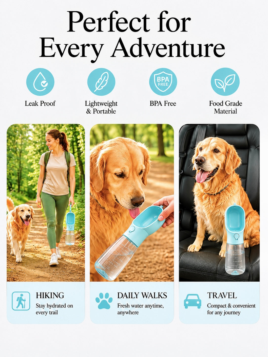 3-in-1 Portable Pet Water Bottle